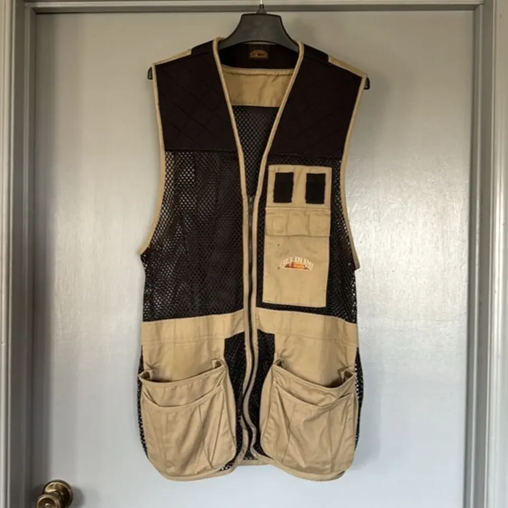 FIELDLINE Mens Hunting Vest Shooting Fishing Vented Mesh Black Khaki Med Large